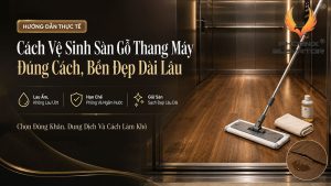 vệ sinh sàn gỗ thang máy