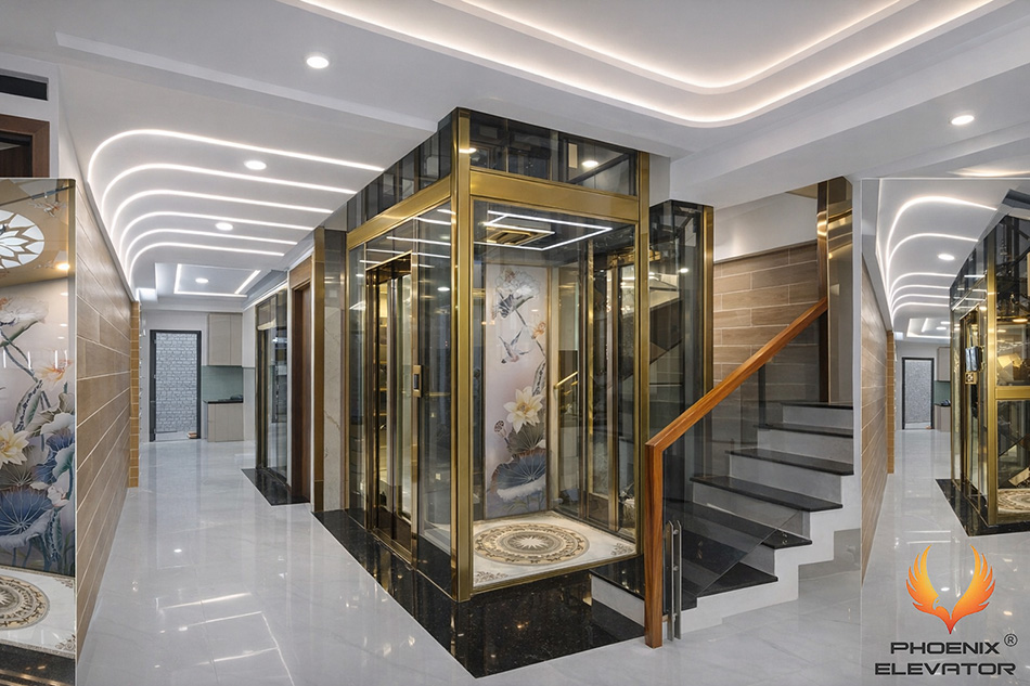 thi công thang máy cửa kính