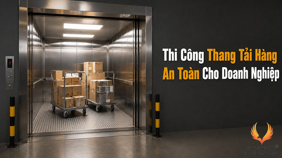 thi công thang tải hàng