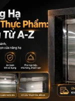 Cửa nâng hạ trượt dọc của thang tải thực phẩm với khoang cabin inox 304 dùng cho khay, mâm và suất ăn