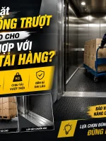 Sàn cao su nổi hạt chống trượt trong cabin thang tải hàng giúp nhân viên đẩy xe hàng an toàn