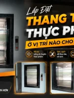 Vị trí lắp đặt thang tải thực phẩm âm tường gần bếp và khu sơ chế để tối ưu luồng di chuyển