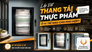 Vị trí lắp đặt thang tải thực phẩm âm tường gần bếp và khu sơ chế để tối ưu luồng di chuyển