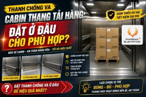 Thanh chống va lắp trên vách hông, vách sau và chân cabin thang tải hàng chở pallet thùng carton